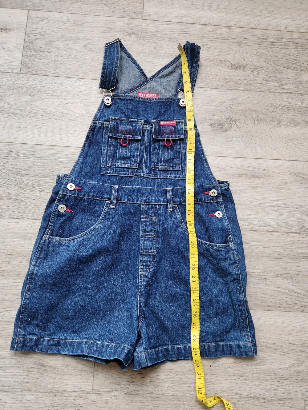 No Excuses Jeans Blue Overalls Shortalls Womens Small Vintage Y2k - Picture 7 of 8
